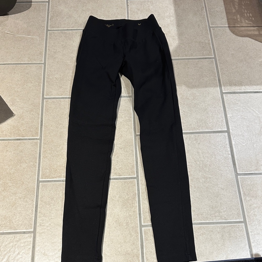 Lilly Pulitzer Womens Black Leggings with Gold Script Logo sz XS